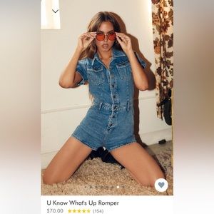 Princess Polly U Know What’s Up denim romper size 12. NWT